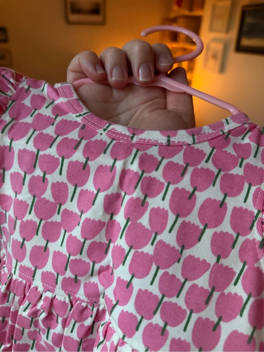 Pink Chicken tulip pattern baby dress